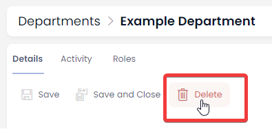 A screenshot the demonstrates how to a single multiple items. A red box surrounds the button that the user must press to delete a single items. It is a red button with a trash can icon, and a label that reads &quot;Delete&quot;.